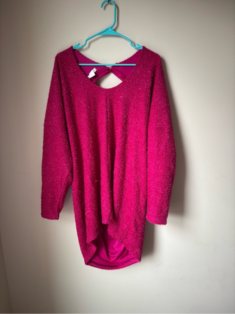 pink sparkly H&M fluffy knit dress